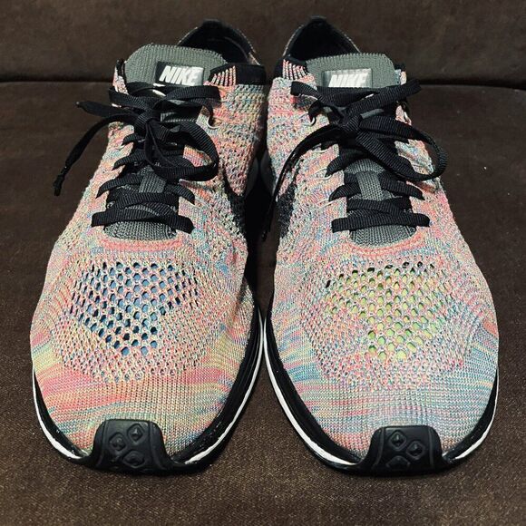 NIKE FLYKNIT RACER MULTICOLOR Rainbow MENS 11.5 US 526628-004 Version 1 2013 - Picture 2 of 12